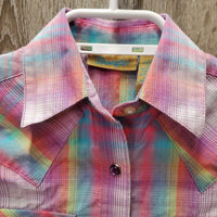 JUNIORS LS Western Shirt, snaps *vgc, seam puckers
