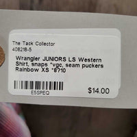 JUNIORS LS Western Shirt, snaps *vgc, seam puckers
