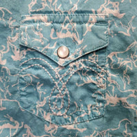 JUNIORS Western Shirt, snaps *gc, curled edges, loose thread, crinkled, puckers
