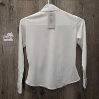 JUNIORS LS Show Shirt, snaps, snap collar *gc, older, dingy, seam puckers, mnr snag
