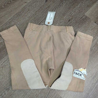 JUNIORS Hvy Cotton Euro Seat Breeches, Pull on *gc, faded, rubs, pills, threads, breaking ankle elastics
