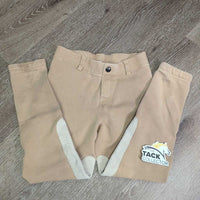 JUNIORS Hvy Cotton Euro Seat Breeches *vgc/gc, seat rubs & pills, mnr hole & threads, pills
