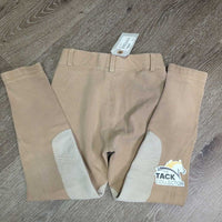 JUNIORS Hvy Cotton Euro Seat Breeches *vgc/gc, seat rubs & pills, mnr hole & threads, pills
