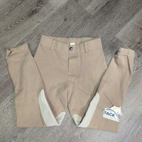 JUNIORS Hvy Cotton Euro Seat Breeches, Pull on *gc, faded, rubs, pills, threads, sm hole
