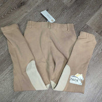 JUNIORS Hvy Cotton Euro Seat Breeches, Pull on *gc, faded, rubs, pills, threads, sm hole
