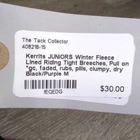 JUNIORS Winter Fleece Lined Riding Tight Breeches, Pull on *gc, faded, rubs, pills, clumpy, dry
