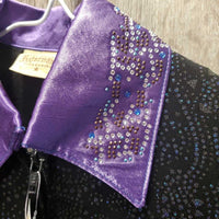 JUNIORS LS Showmanship Shirt - Jacket, Zipper, Bling Collar & Cuffs *xc, mnr loose threads & cuff rubs
