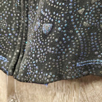 JUNIORS LS Showmanship Shirt - Jacket, Zipper, Bling Collar & Cuffs *xc, mnr loose threads & cuff rubs
