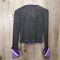 JUNIORS LS Showmanship Shirt - Jacket, Zipper, Bling Collar & Cuffs *xc, mnr loose threads & cuff rubs
