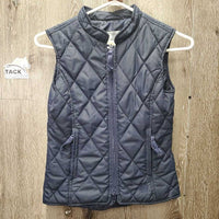 JUNIORS Quilt Vest, Zipper *gc, puckers, clean, dusty pockets, frayed tab ends
