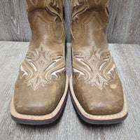 JUNIORS Square Toe Cowboy Boots *xc/vgc, mnr scuffs, hair, rubbed inner heels, stains & scratches
