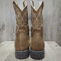 JUNIORS Square Toe Cowboy Boots *xc/vgc, mnr scuffs, hair, rubbed inner heels, stains & scratches
