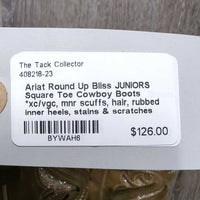 JUNIORS Square Toe Cowboy Boots *xc/vgc, mnr scuffs, hair, rubbed inner heels, stains & scratches
