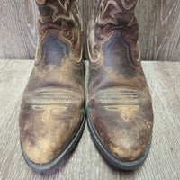 JUNIORS Pointy Toe Short Cowboy Boots *gc, rubs, scuffs, v.scrapes, inner heel rubs, LOOSE Rt Toe

