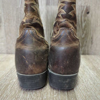 JUNIORS Pointy Toe Short Cowboy Boots *gc, rubs, scuffs, v.scrapes, inner heel rubs, LOOSE Rt Toe

