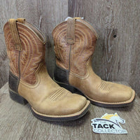 JUNIORS Square Toe Short Cowboy Boots *vgc/xc, clean, hairy *toes: mnr rubs, scuffs & scrape
