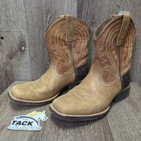 JUNIORS Square Toe Short Cowboy Boots *vgc/xc, clean, hairy *toes: mnr rubs, scuffs & scrape
