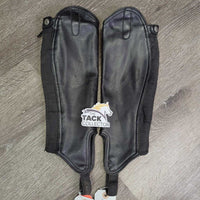 Synthetic Half Chaps, Back Zips *gc, clean & mnr dirty, rubs, pills & hair, v.puckered/stretched elastic
