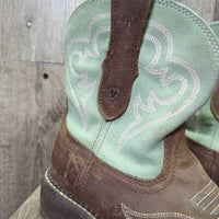 Square Toe Short Cowboy Boots *vg/gc, scrapes, scuffs, rubs, pills, insole stains
