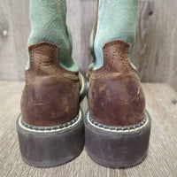 Square Toe Short Cowboy Boots *vg/gc, scrapes, scuffs, rubs, pills, insole stains
