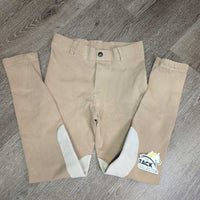 JUNIORS Hvy Cotton Euro Seat Breeches, Pull on *gc/fair, mnr rubs, undone stitching, holes, discolored seat
