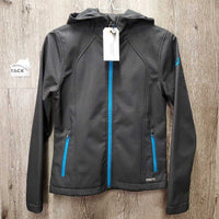 JUNIORS Soft Shell Fleece Lined Jacket, Hood, Zipper *gc, clean, mnr clumpy & faded
