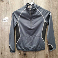 Light Fleece Lined Shirt, 1/2 Zip Up *gc, seam rubs, frayed & unstitched cuffs
