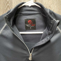 Light Fleece Lined Shirt, 1/2 Zip Up *gc, seam rubs, frayed & unstitched cuffs
