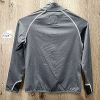 Light Fleece Lined Shirt, 1/2 Zip Up *gc, seam rubs, frayed & unstitched cuffs
