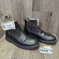 JUNIORS Winter Fleece Lined Paddock Boots, Pull on *gc, clean, mnr scuffs, toe dents, lining: hairy, clumpy & loose edge
