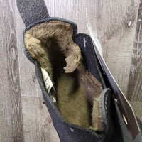 JUNIORS Winter Fleece Lined Paddock Boots, Pull on *gc, clean, mnr scuffs, toe dents, lining: hairy, clumpy & loose edge
