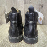 JUNIORS Winter Fleece Lined Paddock Boots, Pull on *gc, clean, mnr scuffs, toe dents, lining: hairy, clumpy & loose edge
