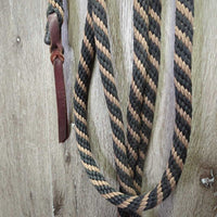 Headstall, Sweet Iron L.Ring, Slobber Straps, Chin, 20' Double Diamond Nylon Rope Mecate Reins *gc/vgc, rubs, scrapes, stains, clean & dirty
