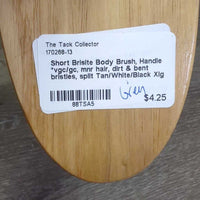 Short Brislte Body Brush, Handle *vgc/gc, mnr hair, dirt & bent bristles, split
