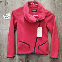 JUNIORS Fleece Jacket, cowl neck, zipper *gc, clumpy, v.hairy
