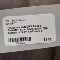 JUNIORS Fleece Jacket, cowl neck, zipper *gc, clumpy, v.hairy
