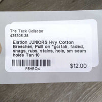 JUNIORS Hvy Cotton Breeches, Puill on *gc/fair, faded, snags, rubs, stains, hole, sm seam holes
