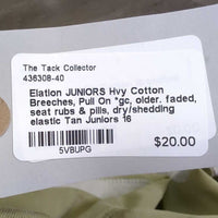 JUNIORS Hvy Cotton Breeches, Pull On *gc, older. faded, seat rubs & pills, dry/shedding elastic
