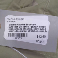 Euroseat Breeches *gc/fair, snags, rubs, undone stitching, seat: pulled seam, discolored, stretched, rubs & pills
