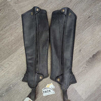 Pr Leather Half Chaps *vgc/gc, dirt, rubs, residue, faded? film, stains
