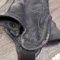 Pr Leather Half Chaps *vgc/gc, dirt, rubs, residue, faded? film, stains
