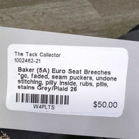 Euro Seat Breeches *gc, faded, seam puckers, undone stitching, pilly inside, rubs, pills, stains
