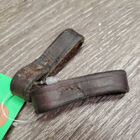 2 Full Cheek Leather Bit Keepers, single stitch *gc, dirty, scrapes, mnr dents & twists
