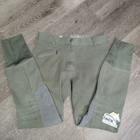 Hvy Cotton Euro Seat Breeches *gc, faded, unstitched seam, seat: discolored & pulled seams, stains, dirt
