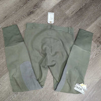 Hvy Cotton Euro Seat Breeches *gc, faded, unstitched seam, seat: discolored & pulled seams, stains, dirt
