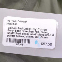 Hvy Cotton Euro Seat Breeches *gc, faded, unstitched seam, seat: discolored & pulled seams, stains, dirt
