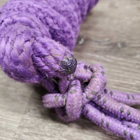 Stiff Thick Nylon Rope Halter, attached nylon lead rope *gc/fair, rubs, snags, stains, slices, frays
