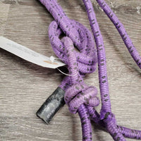Stiff Thick Nylon Rope Halter, attached nylon lead rope *gc/fair, rubs, snags, stains, slices, frays
