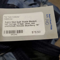 Med Quilt Stable Blanket, tail *xc/vgc, 0 legs, clean, mnr unstitched, threads

