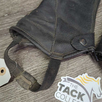 Leather Half Chaps, Back Zipper *gc, dirty, rubs, scrapes, inside shavings, faded
